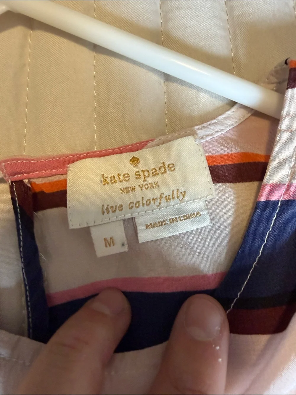 Kate Spade Live Colorfully Silk Striped Flutter Sleeve Top M